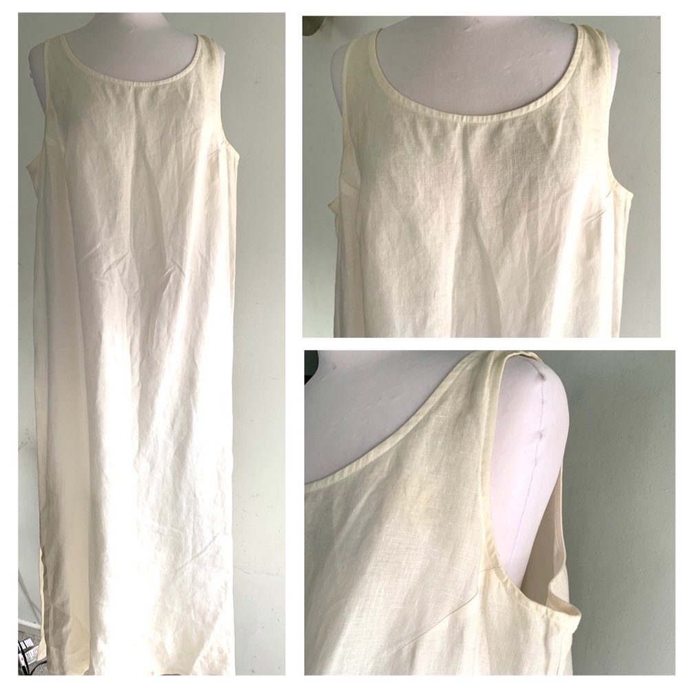 David Dart Cream Linen Sheath Dress Size 1X